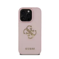 Guess Grained 4G Metal Logo iPhone 15 Pro tok - Rózsaszín