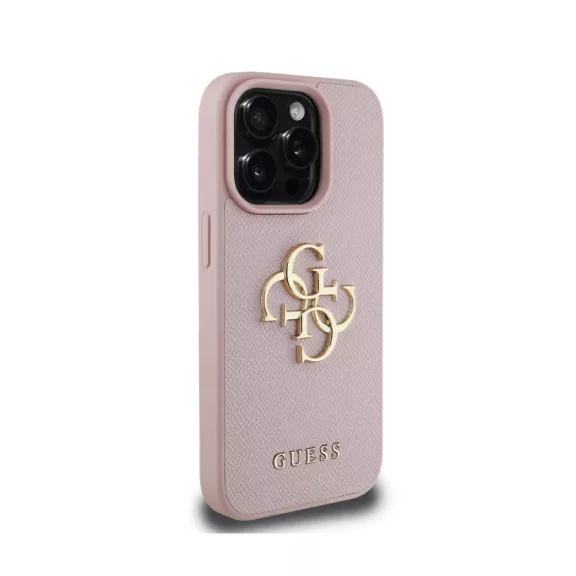 Guess Grained 4G Metal Logo iPhone 15 Pro tok - Rózsaszín