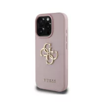 Guess Grained 4G Metal Logo iPhone 15 Pro tok - Rózsaszín