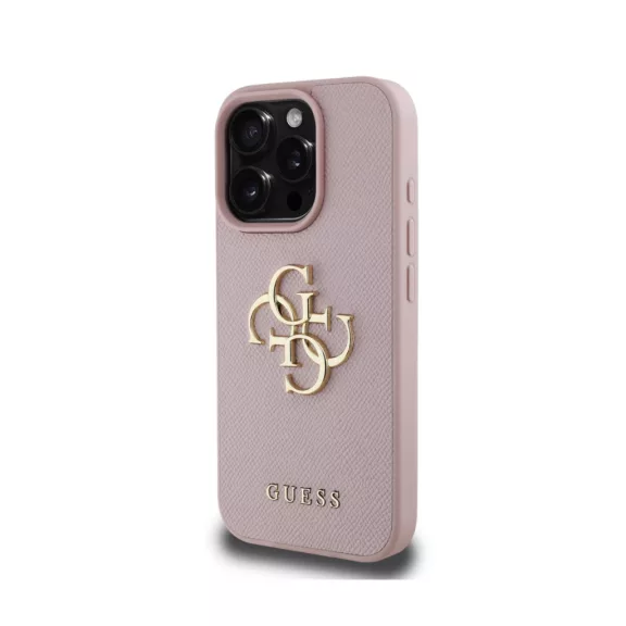 Guess Grained 4G Metal Logo iPhone 15 Pro tok - Rózsaszín