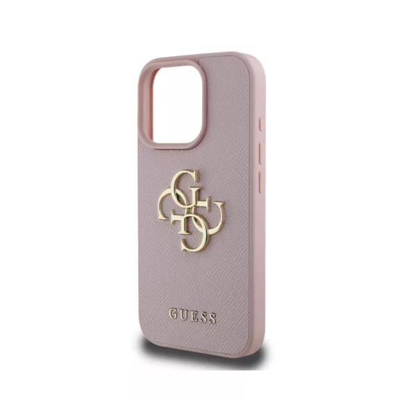 Guess Grained 4G Metal Logo iPhone 15 Pro tok - Rózsaszín