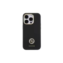 Guess szilikon logo strass - iPhone 15 Pro tok - fekete