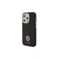 Guess szilikon logo strass - iPhone 15 Pro tok - fekete