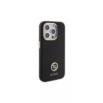 Guess szilikon logo strass - iPhone 15 Pro tok - fekete