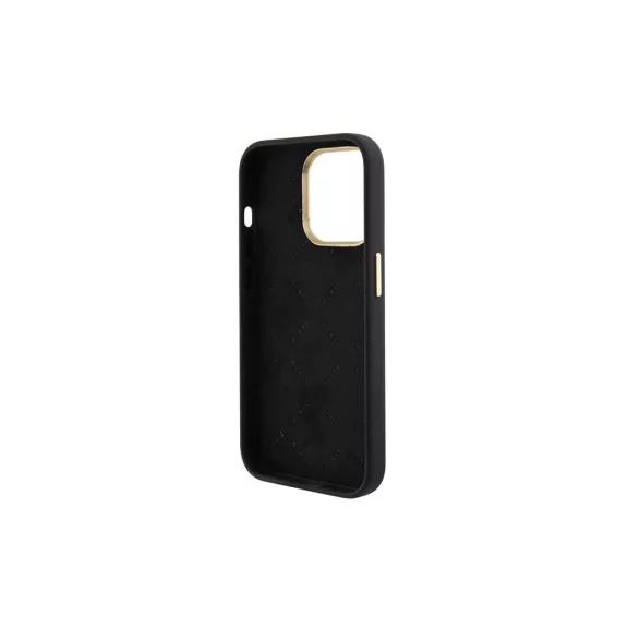 Guess szilikon logo strass - iPhone 15 Pro tok - fekete