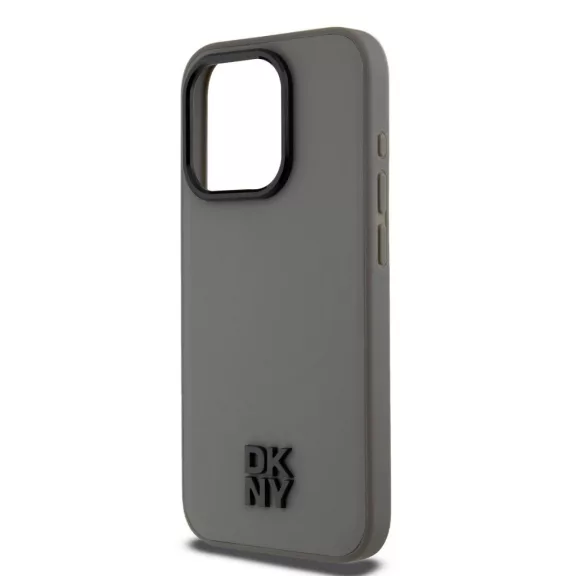 DKNY leather stack logo Magsafe - iPhone 15 Pro tok - szürke