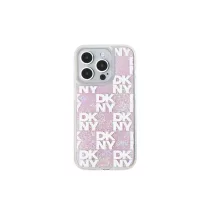   DKNY liquid glitter multilogo - iPhone 15 Pro tok - rózsaszín