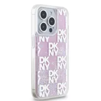   DKNY liquid glitter multilogo - iPhone 15 Pro tok - rózsaszín