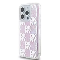   DKNY liquid glitter multilogo - iPhone 15 Pro tok - rózsaszín