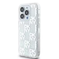 DKNY liquid glitter multilogo - iPhone 15 Pro tok - fehér