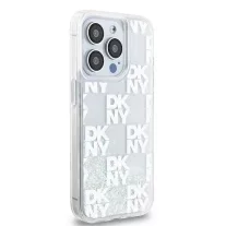 DKNY liquid glitter multilogo - iPhone 15 Pro tok - fehér