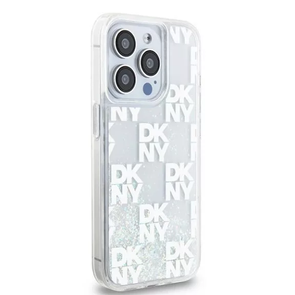 DKNY liquid glitter multilogo - iPhone 15 Pro tok - fehér