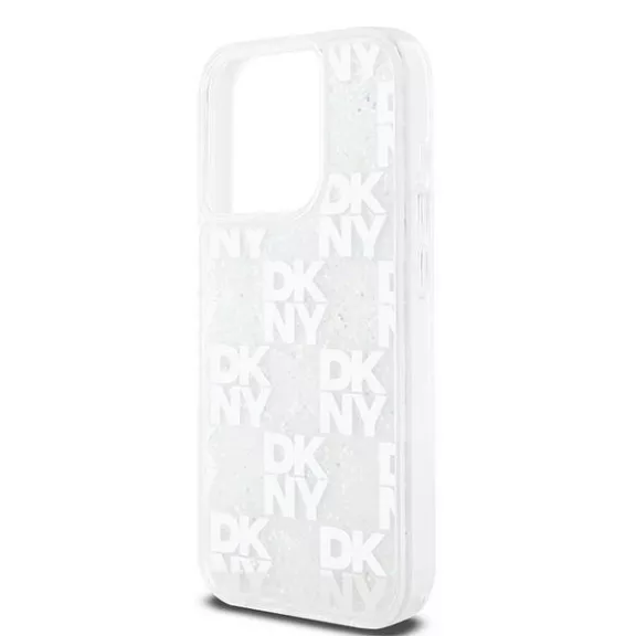 DKNY liquid glitter multilogo - iPhone 15 Pro tok - fehér