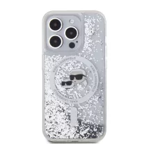   Karl Lagerfeld Liquid Glitter Karl and Choupette MagSafe - iPhone 15 Pro tok - Átlátszó