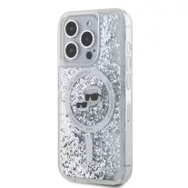   Karl Lagerfeld Liquid Glitter Karl and Choupette MagSafe - iPhone 15 Pro tok - Átlátszó
