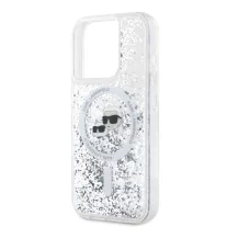   Karl Lagerfeld Liquid Glitter Karl and Choupette MagSafe - iPhone 15 Pro tok - Átlátszó
