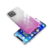 Csillogós iPhone 15 Pro szilikon tok - Ezüst/Rózsaszín