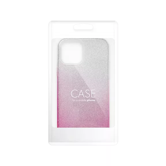 Csillogós iPhone 15 Pro szilikon tok - Ezüst/Rózsaszín