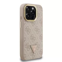   Guess 4G Strass Triangle Logo Stand Camera Frame MagSafe - iPhone 15 Pro tok - Rózsaszín