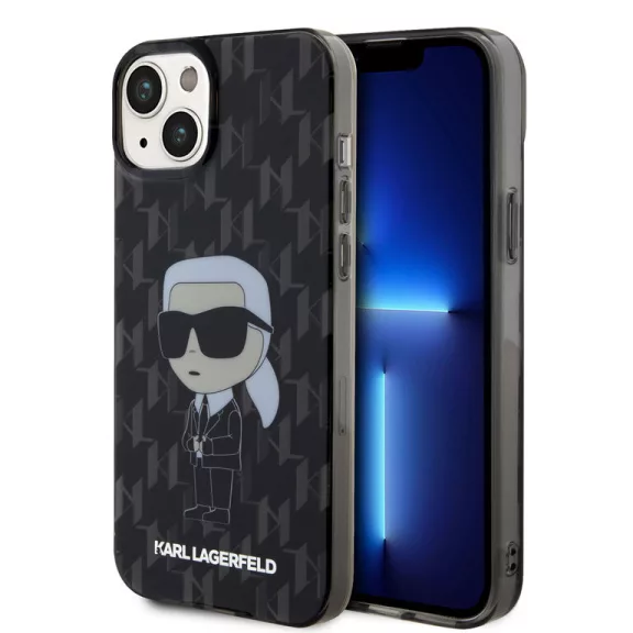 Karl Lagerfeld ikonik monogram - iPhone 15 Plus tok - fekete