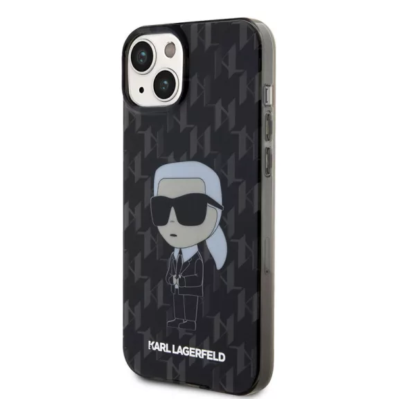 Karl Lagerfeld ikonik monogram - iPhone 15 Plus tok - fekete