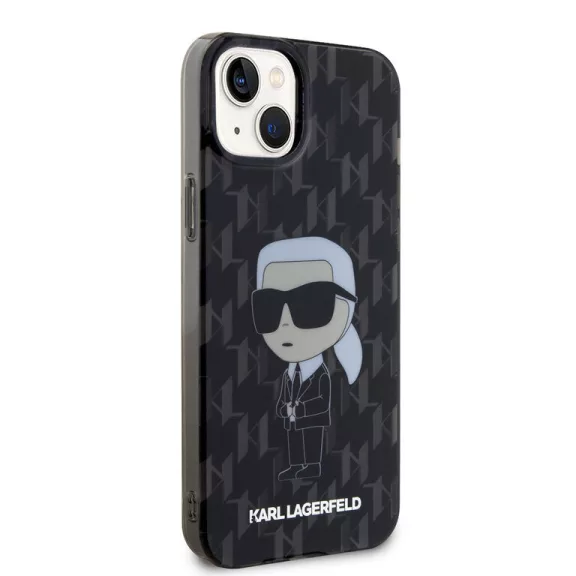 Karl Lagerfeld ikonik monogram - iPhone 15 Plus tok - fekete