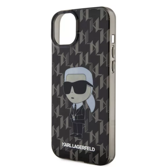 Karl Lagerfeld ikonik monogram - iPhone 15 Plus tok - fekete