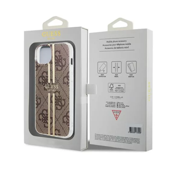 Guess 4G Gold Stripe - iPhone 15 Plus tok- Barna 