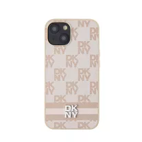   DKNY Leather Checkered Mono Pattern - iPhone 15 Plus tok - Rózsaszín 
