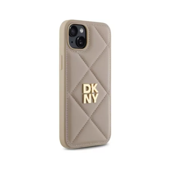 DKNY Quilted Stack Logo - iPhone 15 Plus  tok - Bézs