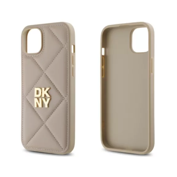 DKNY Quilted Stack Logo - iPhone 15 Plus  tok - Bézs