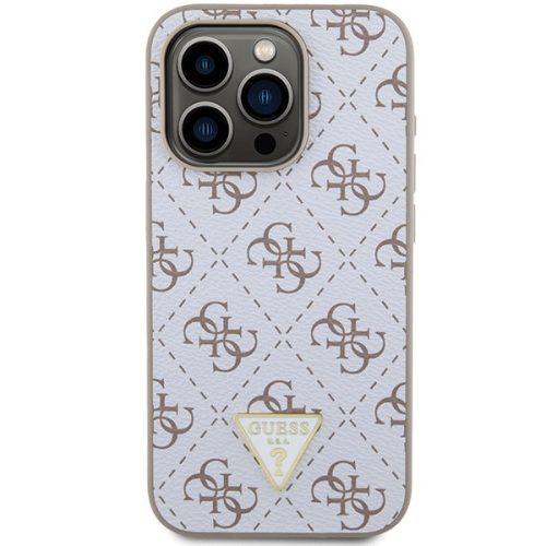 Guess leather 4G triangle metal logo - iPhone 15 Pro Max tok - fehér