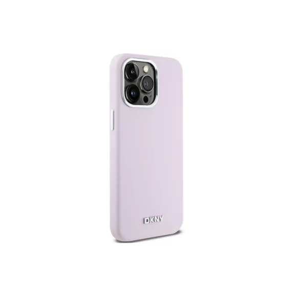 DKNY liquid silicone silver metal logo MagSafe - iPhone 15 Pro Max tok - rózsaszín