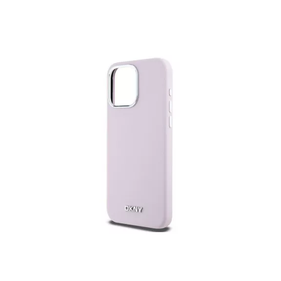 DKNY liquid silicone silver metal logo MagSafe - iPhone 15 Pro Max tok - rózsaszín
