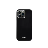   DKNY liquid silicone silver metal logo MagSafe - iPhone 15 Pro Max tok - fekete