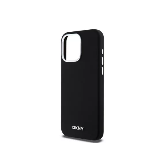 DKNY liquid silicone silver metal logo MagSafe - iPhone 15 Pro Max tok - fekete