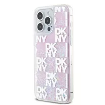   DKNY liquid glitter checkered pattern - iPhone 15 Pro Max tok - rózsaszín