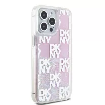   DKNY liquid glitter checkered pattern - iPhone 15 Pro Max tok - rózsaszín