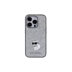    Karl Lagerfeld Fixed Glitter Choupette Logo Metal - iPhone 15 Pro Max Tok - Ezüst