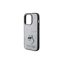    Karl Lagerfeld fixed glitter choupette logo metal - iPhone 15 Pro Max tok - ezüst