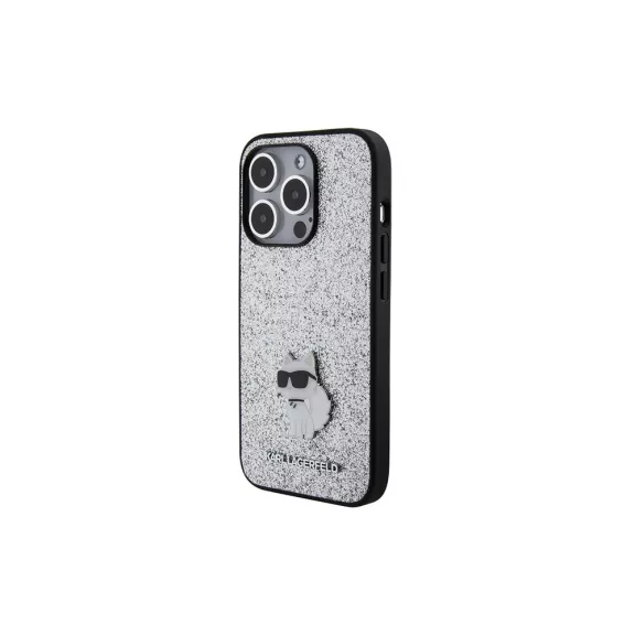  Karl Lagerfeld fixed glitter choupette logo metal - iPhone 15 Pro Max tok - ezüst
