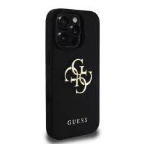 Guess grained 4G metal logo - iPhone 15 Pro Max tok - fekete
