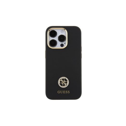 Guess Szilikon Logo Strass - iPhone 15 Pro Max tok - Fekete