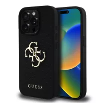 Guess grained 4G metal logo - iPhone 15 Pro Max tok - fekete