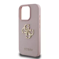   Guess grained 4G metal logo - iPhone 15 Pro Max tok - rózsaszín
