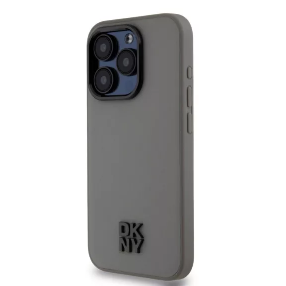 DKNY leather stack logo Magsafe - iPhone 15 Pro Max tok - szürke 