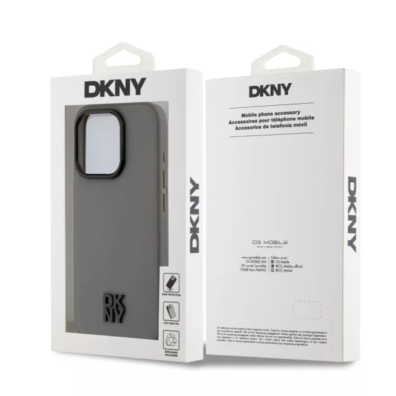 DKNY leather stack logo Magsafe - iPhone 15 Pro Max tok - szürke 