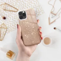 Csillogós iPhone 15 Pro Max szilikon tok - Arany