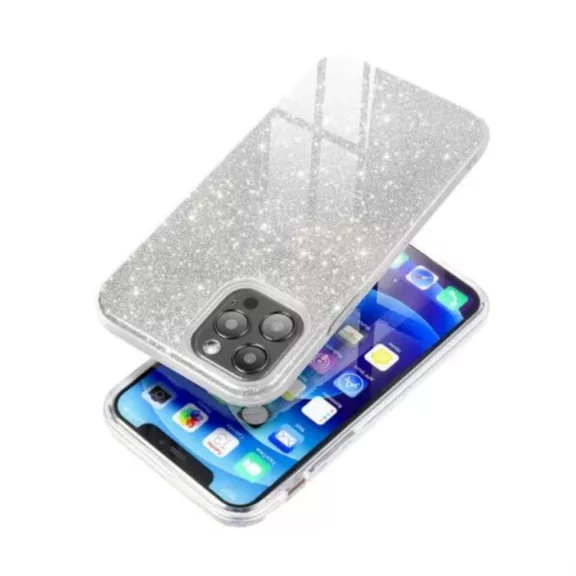 Csillogós iPhone 15 Pro Max szilikon tok - Ezüst