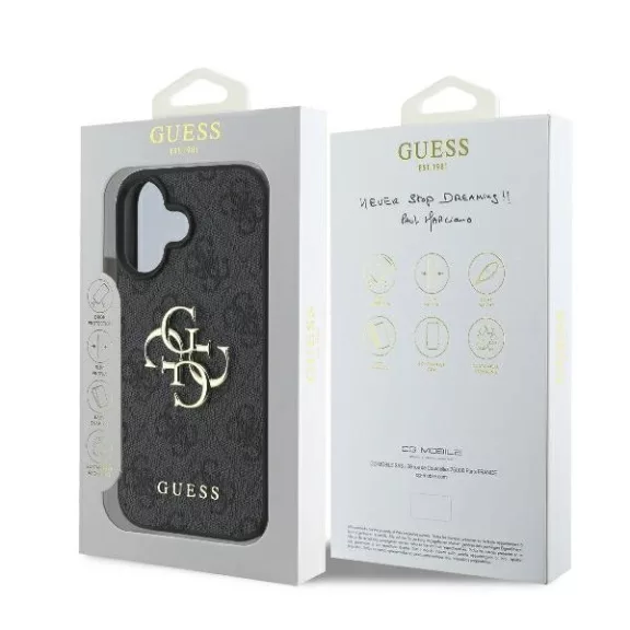 Guess 4G big metal logo - iPhone 16 tok - fekete